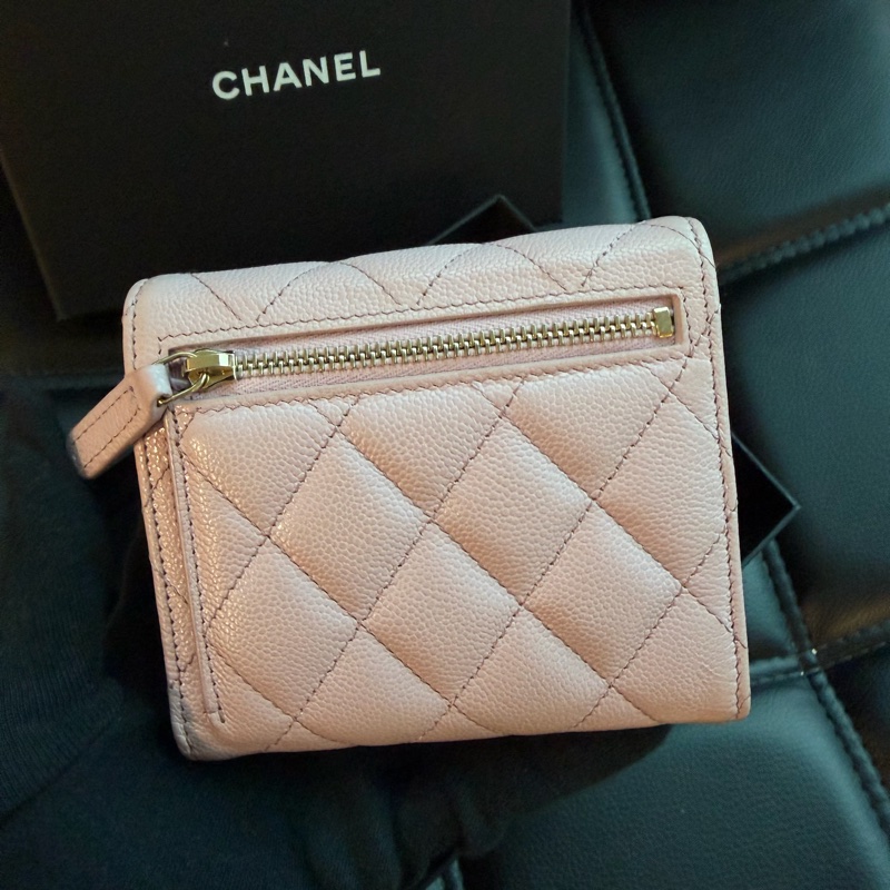 Chanel 櫻花粉三折短夾🌸超級漂亮！可遇不可求 錢包-5