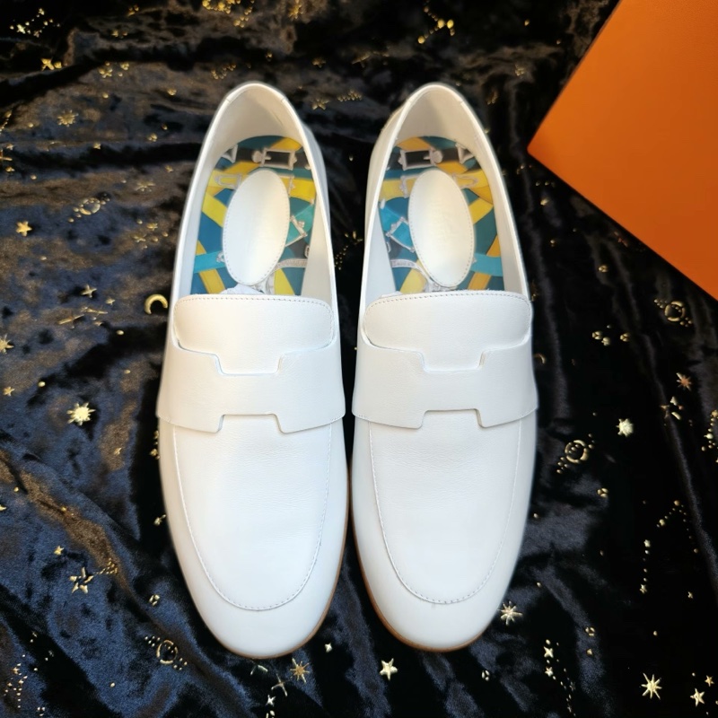 99新閒置未使用 Hermes樂福鞋愛馬仕Ancora白色37碼-2