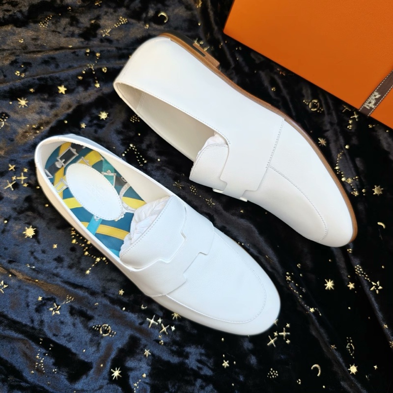 99新閒置未使用 Hermes樂福鞋愛馬仕Ancora白色37碼-3