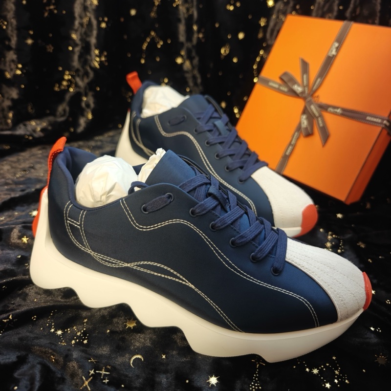 閒置未使用Hermes運動鞋愛馬仕藍色波浪底休閒鞋40.5碼-0