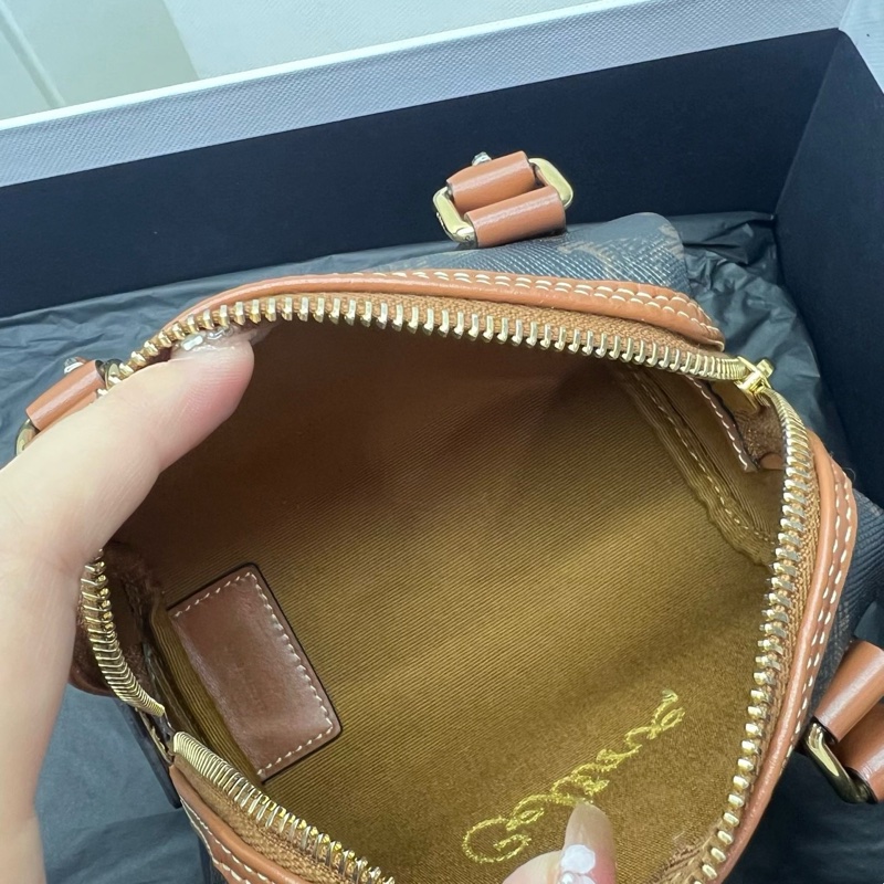 Celine 金棕凱旋門老花刺繡logo迷你Speedy波士頓包 ，可以手提、單肩背-7