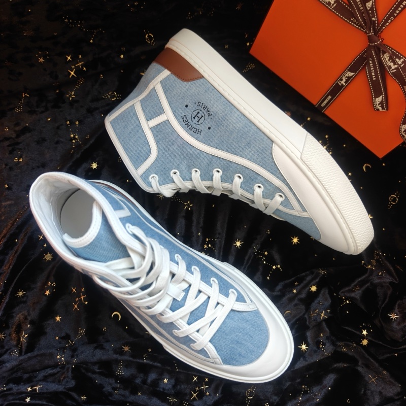 閒置未使用 Hermes休閒鞋愛馬仕牛仔色高幫Get up休閒鞋 42碼-1