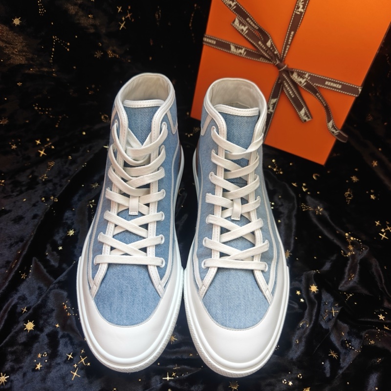 閒置未使用 Hermes休閒鞋愛馬仕牛仔色高幫Get up休閒鞋 42碼-3