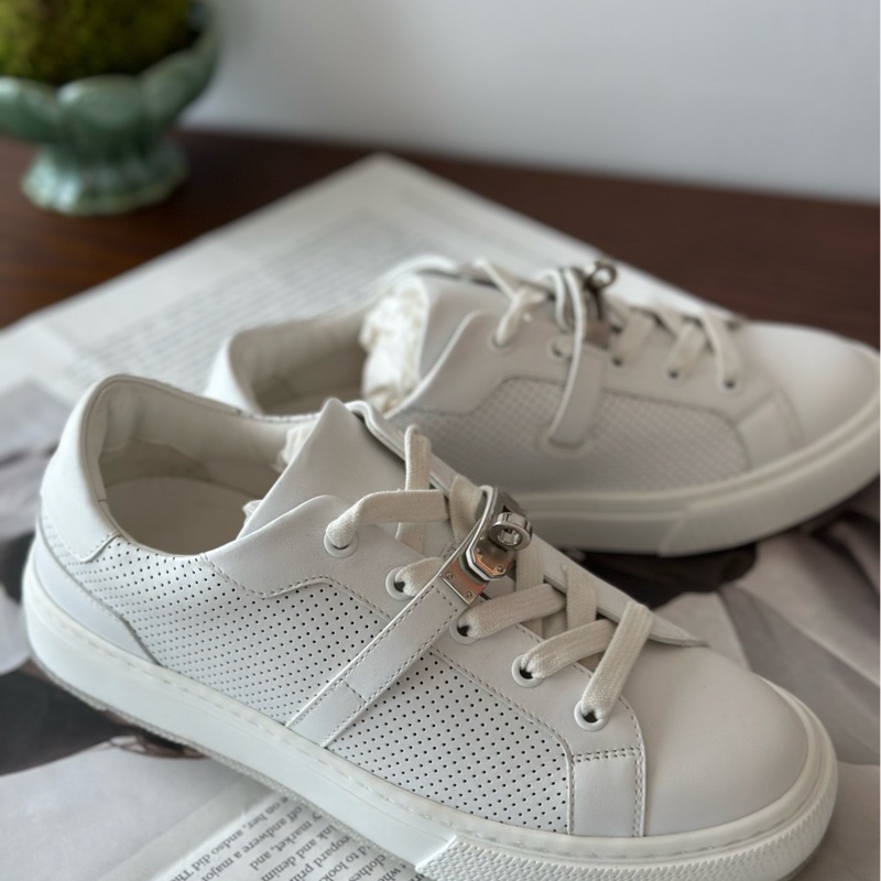 全新 Hermes/愛馬仕 kelly扣小白鞋 37.5碼-1