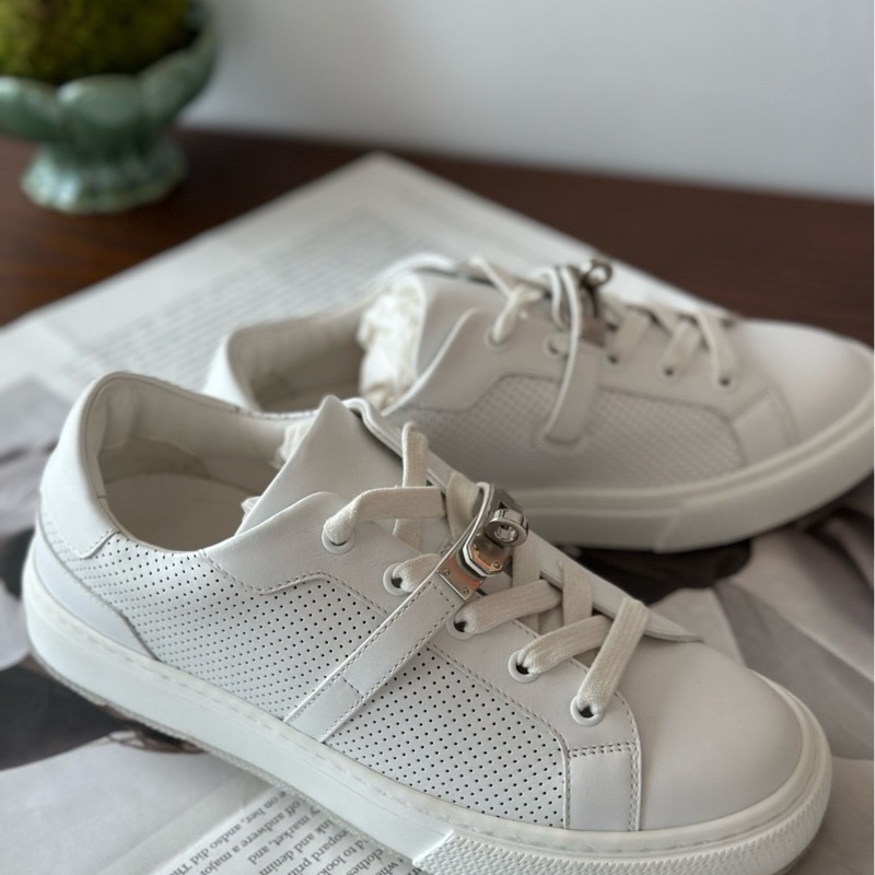 全新 Hermes/愛馬仕 kelly扣小白鞋 37.5碼-6