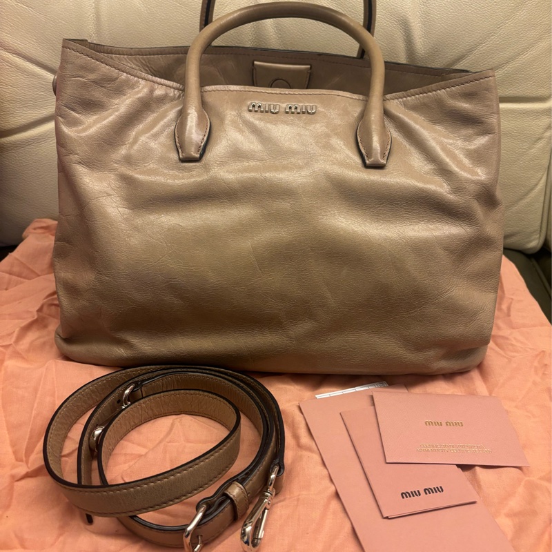 Miu Miu 手袋 油蠟皮 可手挽 側孭or crossbody-5