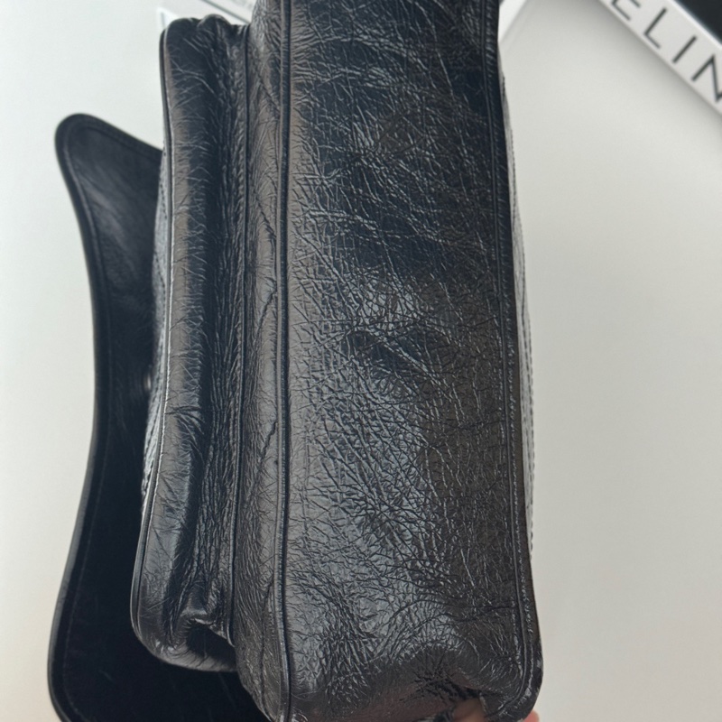 YSL聖羅蘭 Niki黑銀油蠟皮鏈條包大號-4