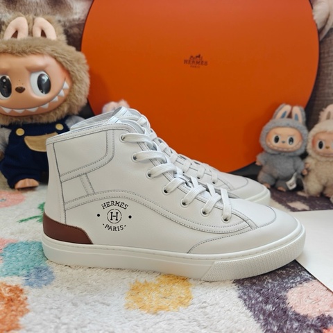 Hermes休閒鞋愛馬仕白色Get Up高幫休閒板鞋 42碼