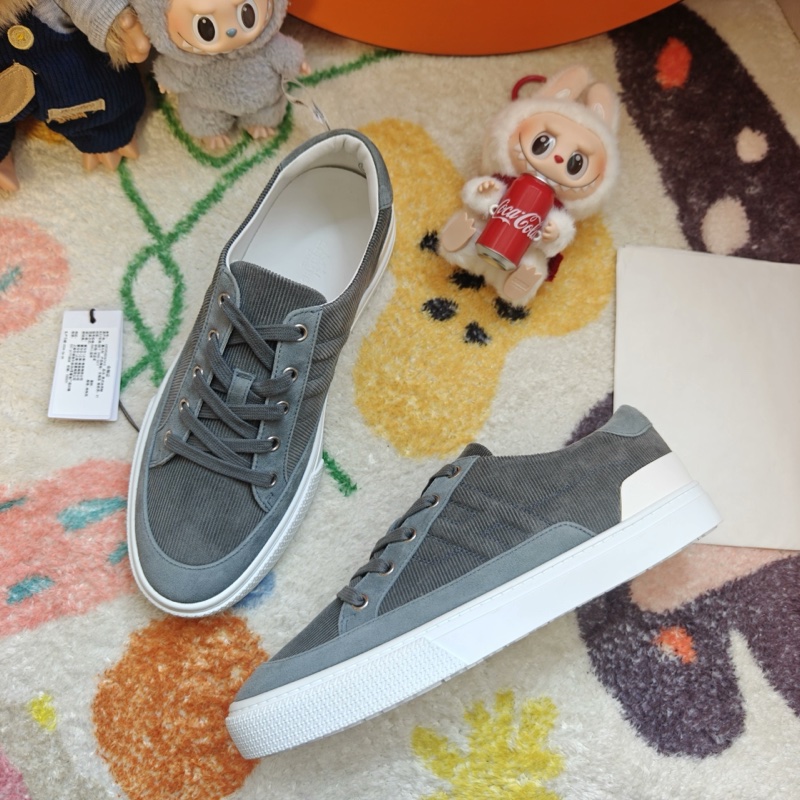 Hermes休閒鞋愛馬仕灰色燈芯絨Deep板鞋 41碼-1