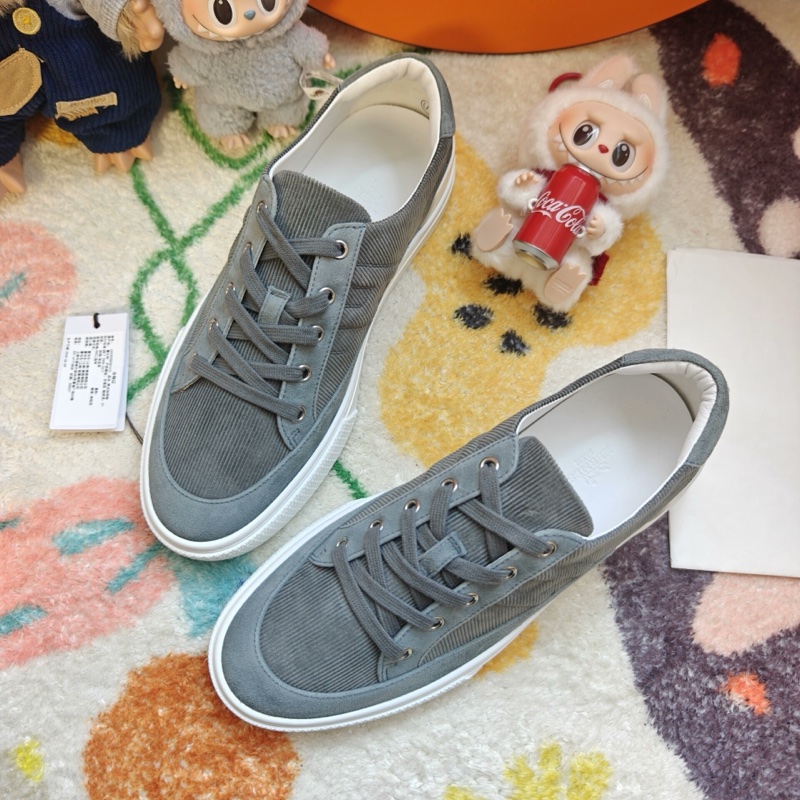 Hermes休閒鞋愛馬仕灰色燈芯絨Deep板鞋 41碼-3