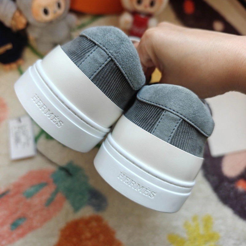 Hermes休閒鞋愛馬仕灰色燈芯絨Deep板鞋 41碼-4