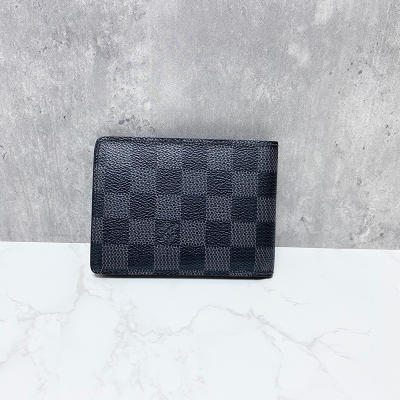 LV路易威登MULTIPLE灰黑棋盤格男款對折錢夾零錢包-3