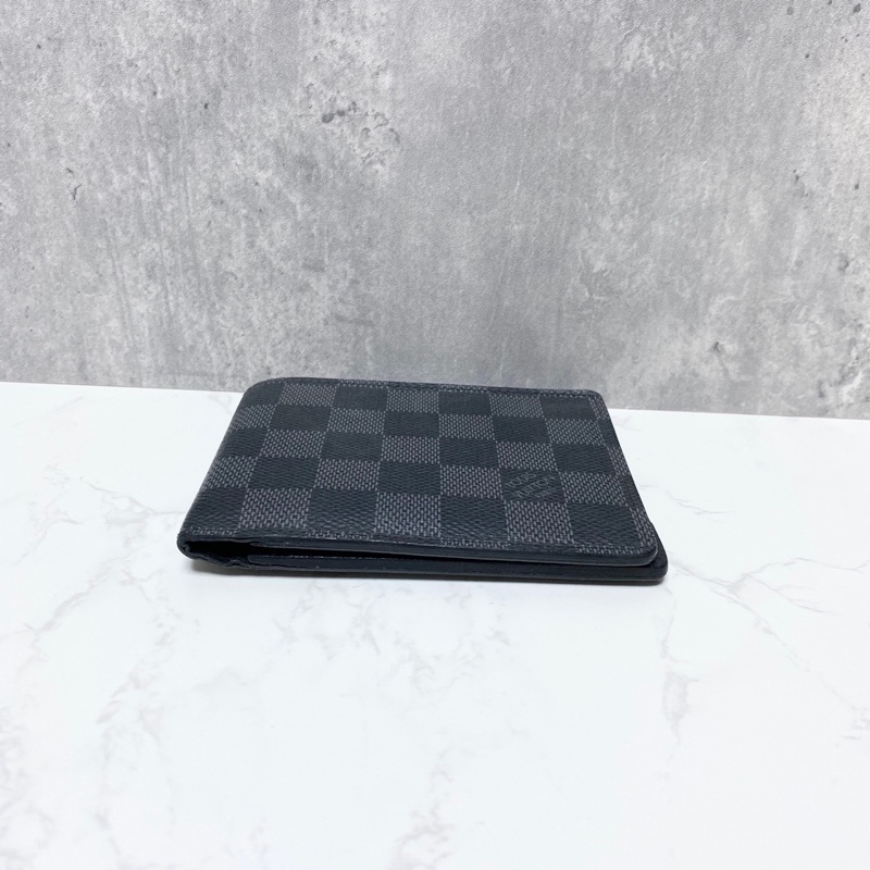 LV路易威登MULTIPLE灰黑棋盤格男款對折錢夾零錢包-4