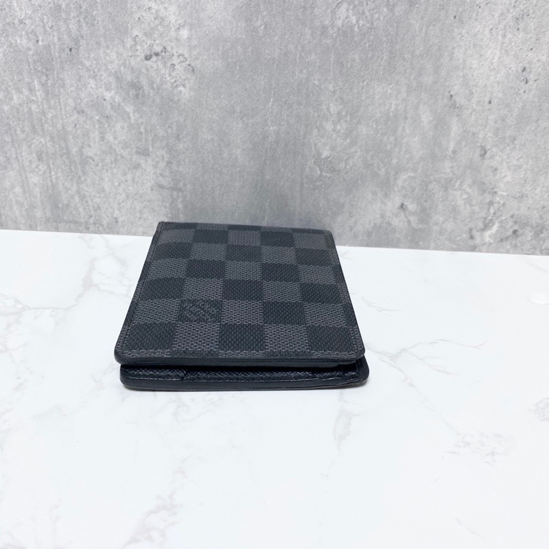 LV路易威登MULTIPLE灰黑棋盤格男款對折錢夾零錢包-5