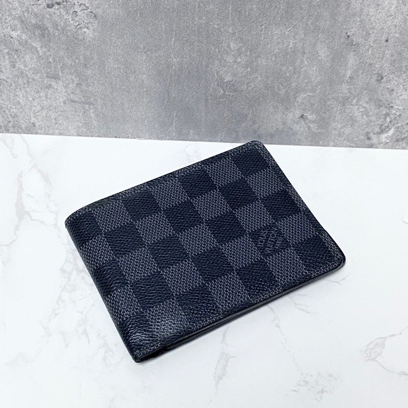 LV路易威登MULTIPLE灰黑棋盤格男款對折錢夾零錢包-6