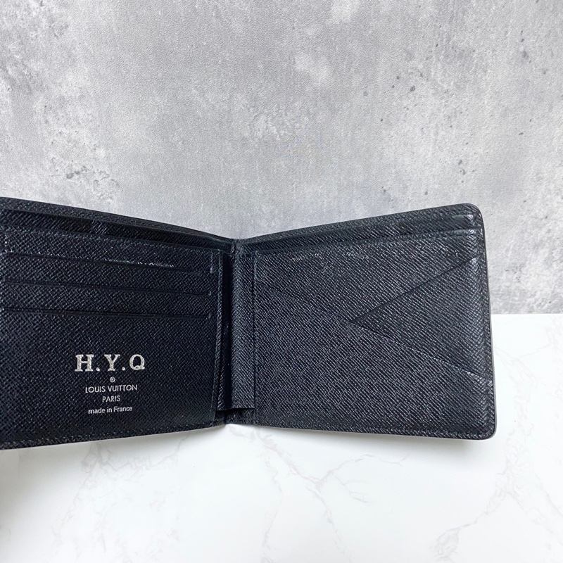 LV路易威登MULTIPLE灰黑棋盤格男款對折錢夾零錢包-9