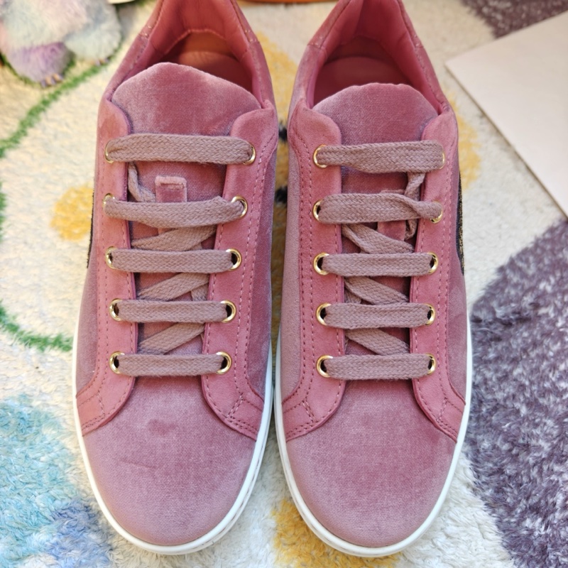 Hermes休閒鞋愛馬仕翅膀刺繡粉色絲絨板鞋  37.5碼-5