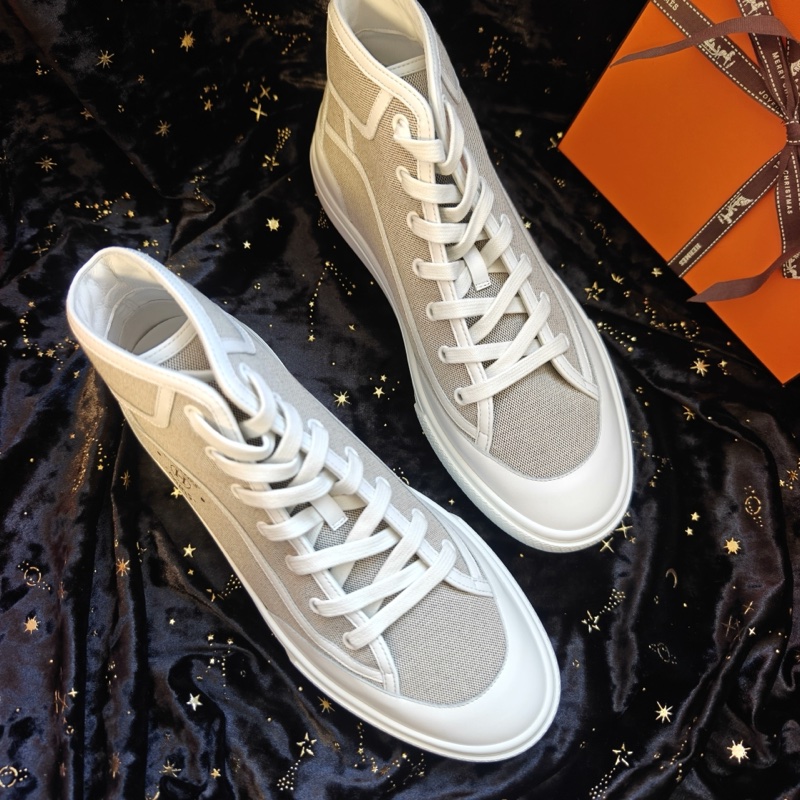 Hermes休閒鞋愛馬仕Get up灰色帆布高幫休閒板鞋 41碼-2