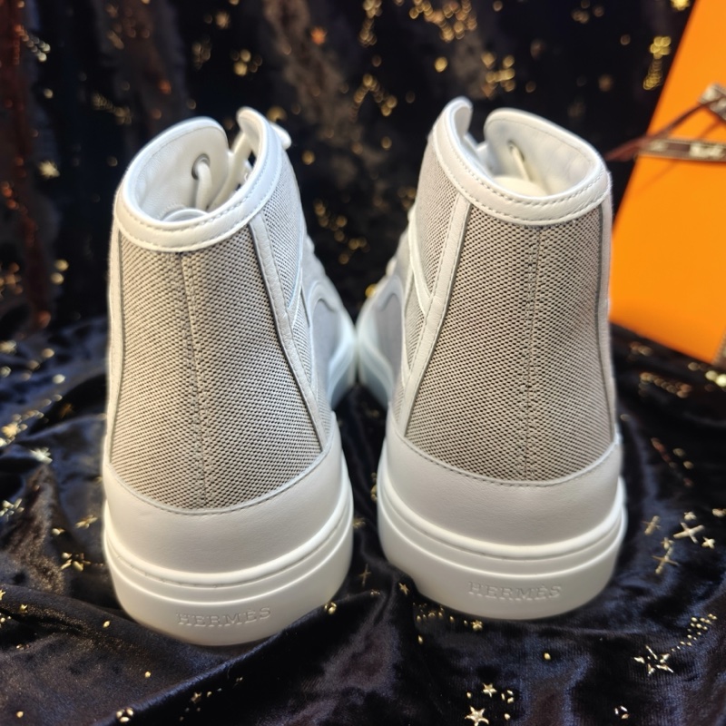 Hermes休閒鞋愛馬仕Get up灰色帆布高幫休閒板鞋 41碼-4