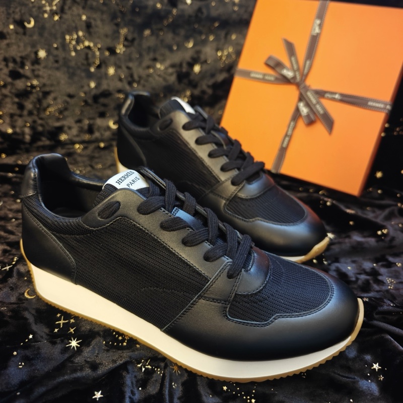 Hermes運動鞋愛馬仕Escape黑色帆布拼皮休閒鞋 40.5碼-0