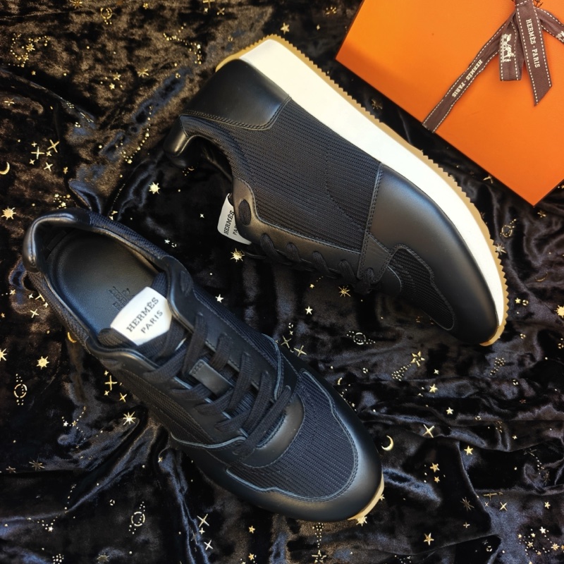 Hermes運動鞋愛馬仕Escape黑色帆布拼皮休閒鞋 40.5碼-1