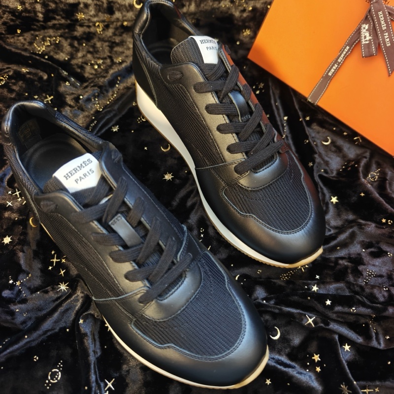 Hermes運動鞋愛馬仕Escape黑色帆布拼皮休閒鞋 40.5碼-2