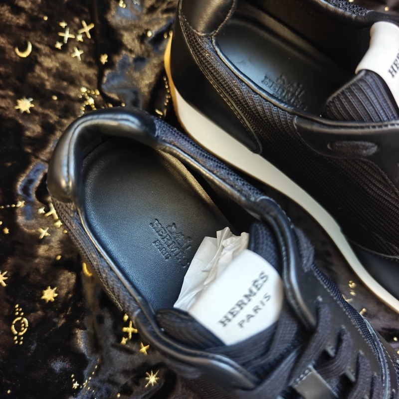 Hermes運動鞋愛馬仕Escape黑色帆布拼皮休閒鞋 40.5碼-4