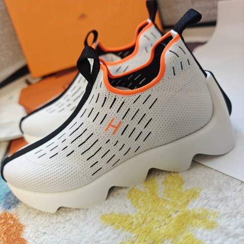 Hermes運動鞋愛馬仕Eclair彈力波浪底休閒鞋白色36.5碼