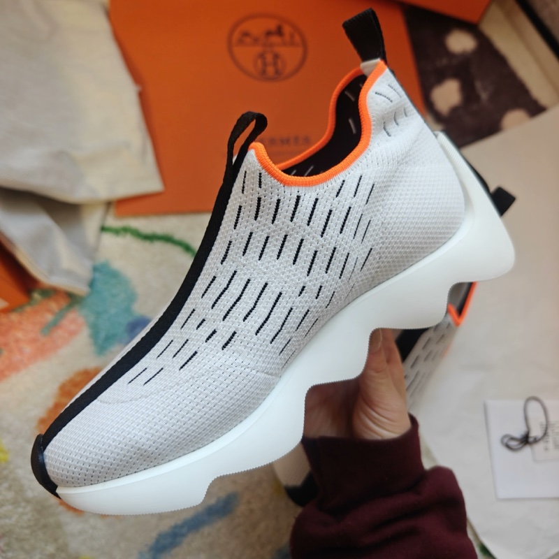 Hermes運動鞋愛馬仕Eclair彈力波浪底休閒鞋白色36.5碼-3