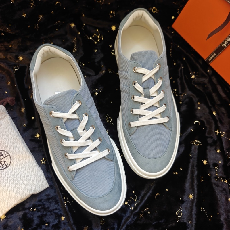 Hermes男士休閒鞋愛馬仕Deep霧藍色燈芯絨休閒鞋 42碼-1