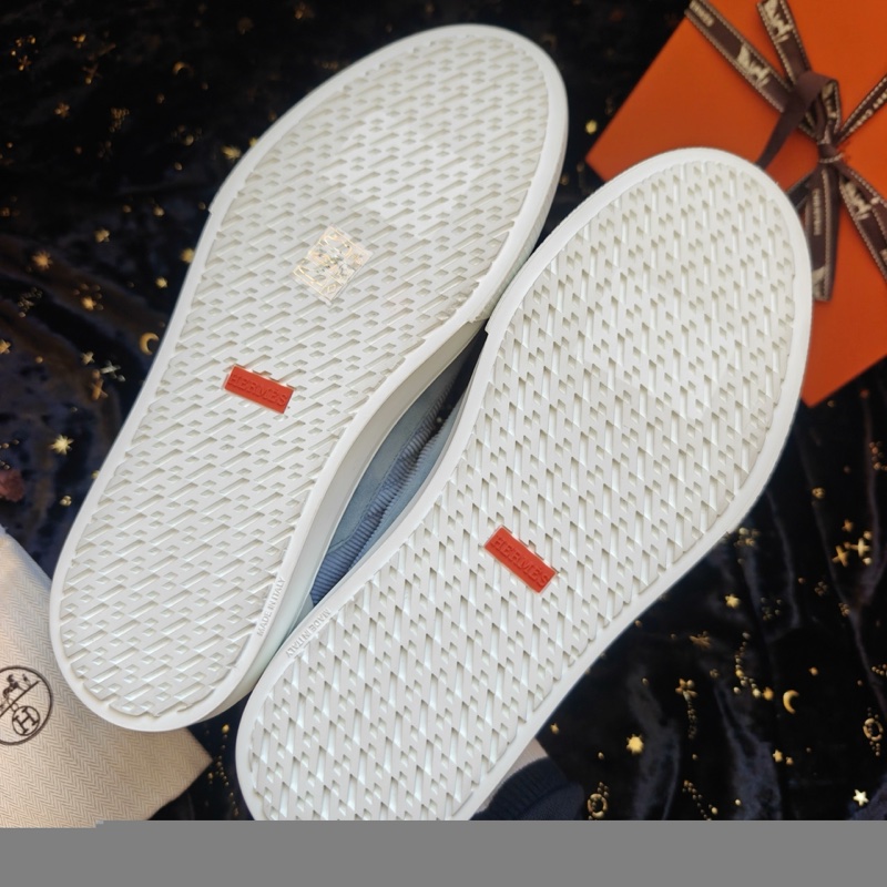 Hermes男士休閒鞋愛馬仕Deep霧藍色燈芯絨休閒鞋 42碼-5