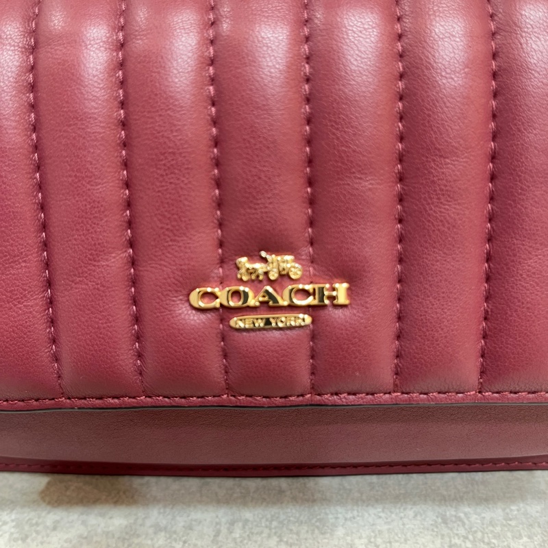 Coach牛皮腰包/斜背包（經典酒紅色）-9