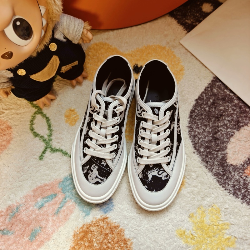 Hermes板鞋愛馬仕Get黑白印花休閒板鞋 36碼-2