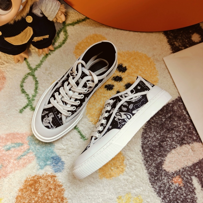 Hermes板鞋愛馬仕Get黑白印花休閒板鞋 36碼-4