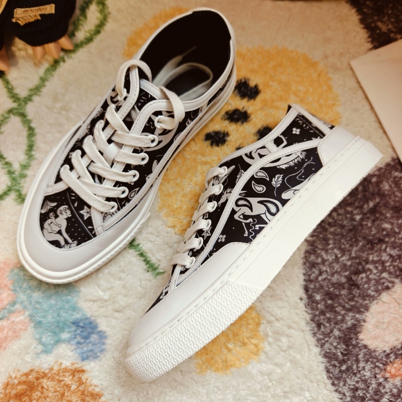 Hermes板鞋愛馬仕Get黑白印花休閒板鞋 36碼-5