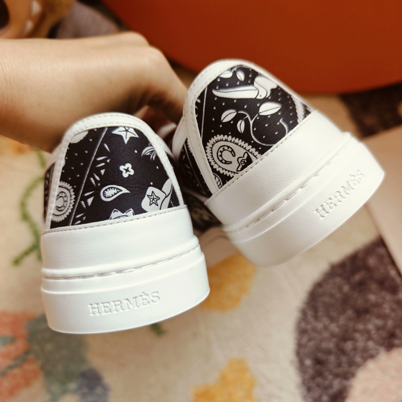 Hermes板鞋愛馬仕Get黑白印花休閒板鞋 36碼-6