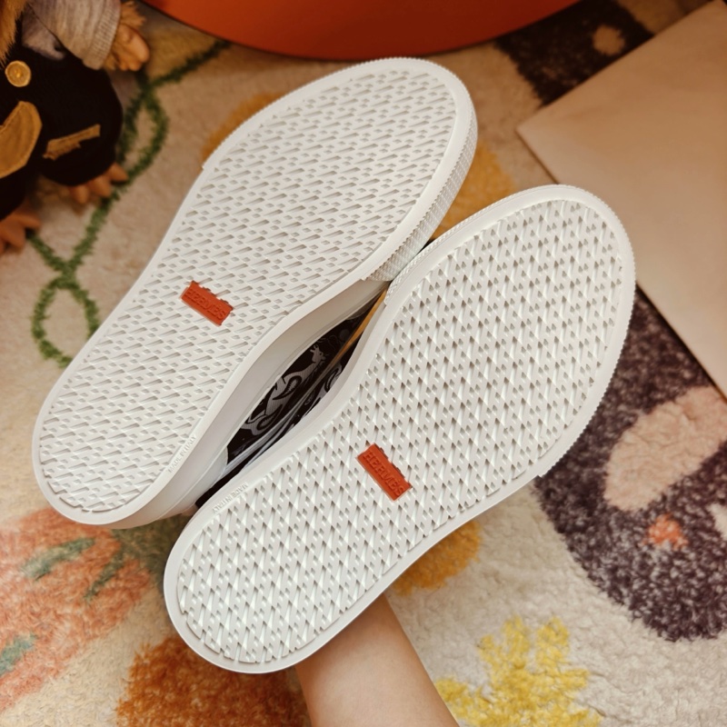 Hermes板鞋愛馬仕Get黑白印花休閒板鞋 36碼-7