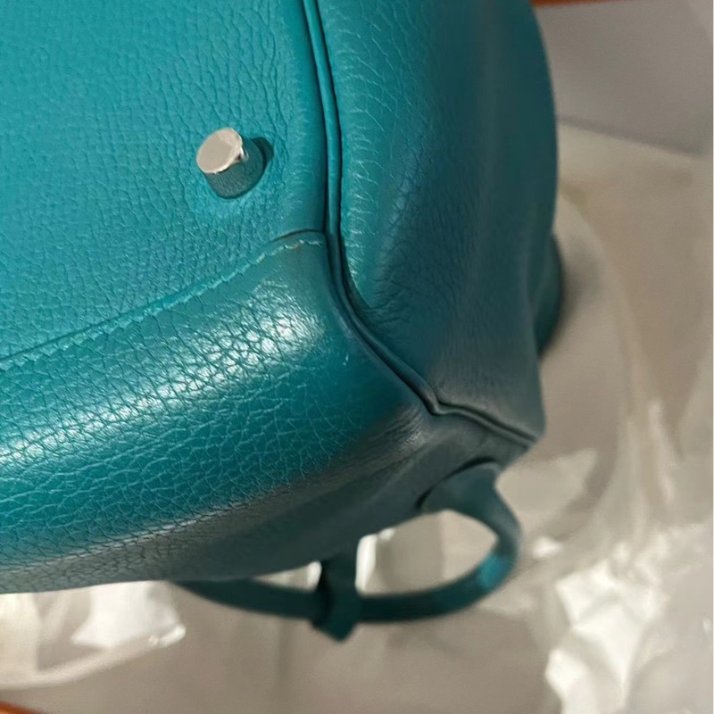 🌈Hermes💚Lindy 30💚孔雀藍色銀扣🌟98.5新🌈TC皮🌟有盒🌟lindy30🌟愛馬仕🌟-7