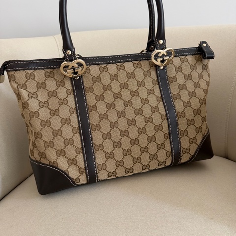 Gucci 咖色緹布肩背包