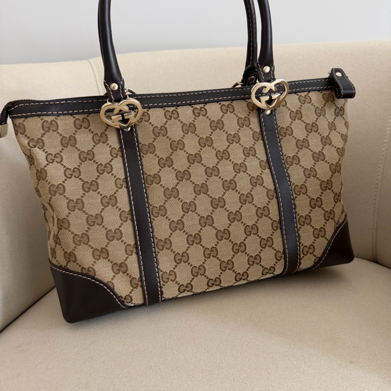 Gucci 咖色緹布肩背包-0