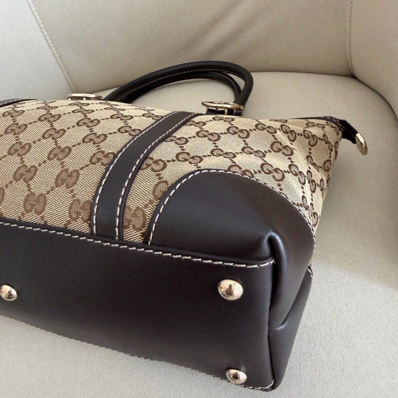 Gucci 咖色緹布肩背包-5