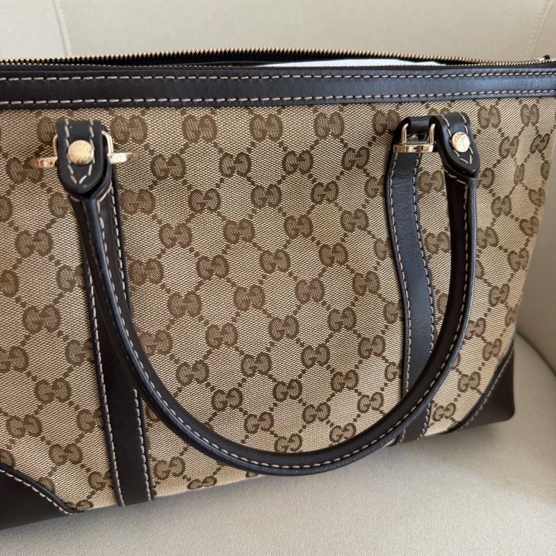 Gucci 咖色緹布肩背包-8