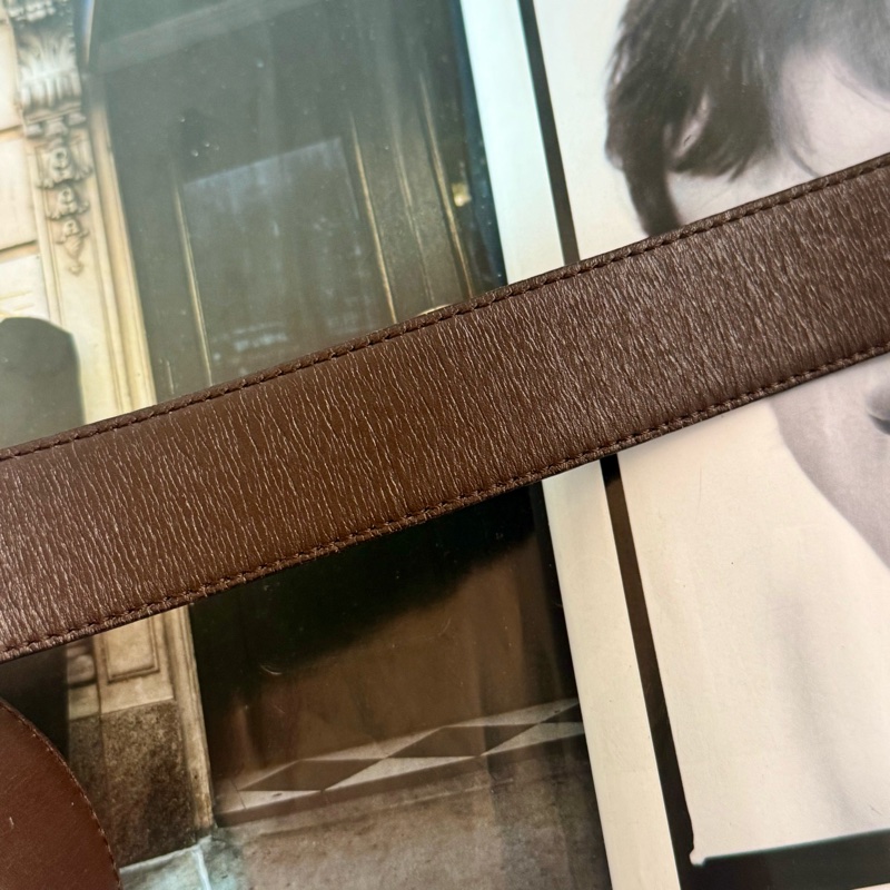 ✔️Loewe Vintage logo 金釦棕色皮帶-7