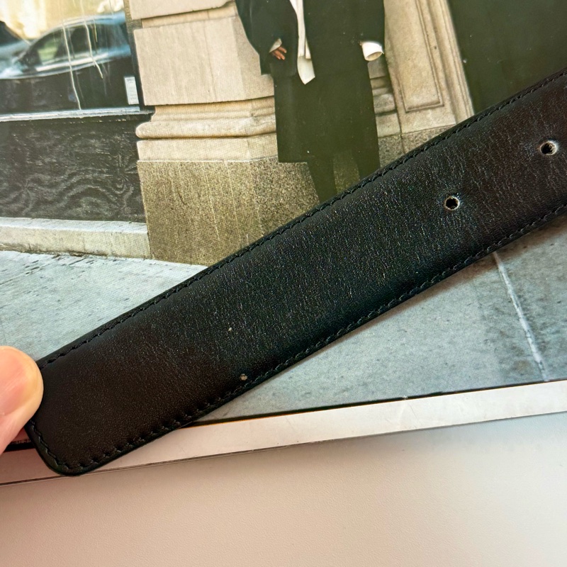 ✔️Loewe Vintage logo 金釦棕色皮帶-16