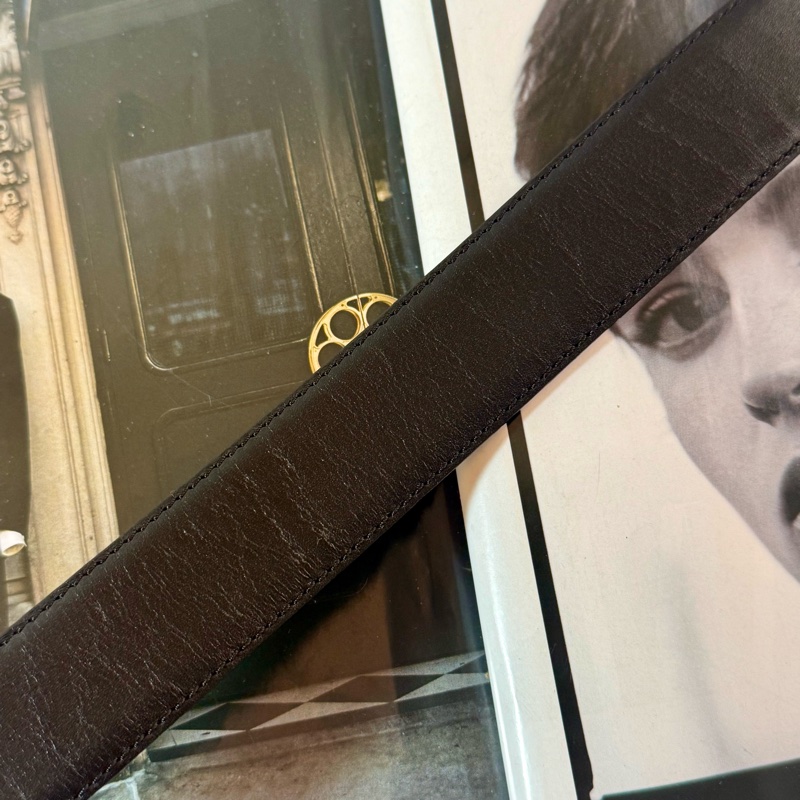 ✔️Loewe Vintage logo 金釦棕色皮帶-30