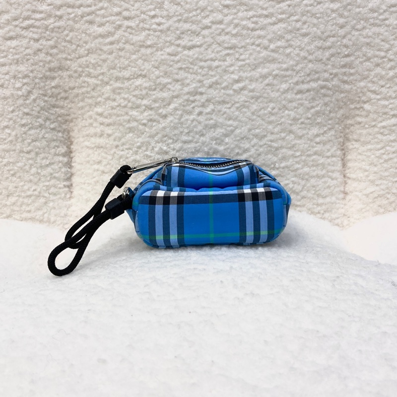Burberry 巴寶莉 藍色復古格紋 尼龍 迷你後背包 鑰匙圈 掛飾 80414491-4