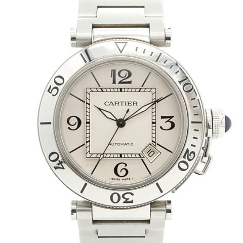 卡地亞 Pasha Seatimer W31080M7 銀色錶盤男士腕錶