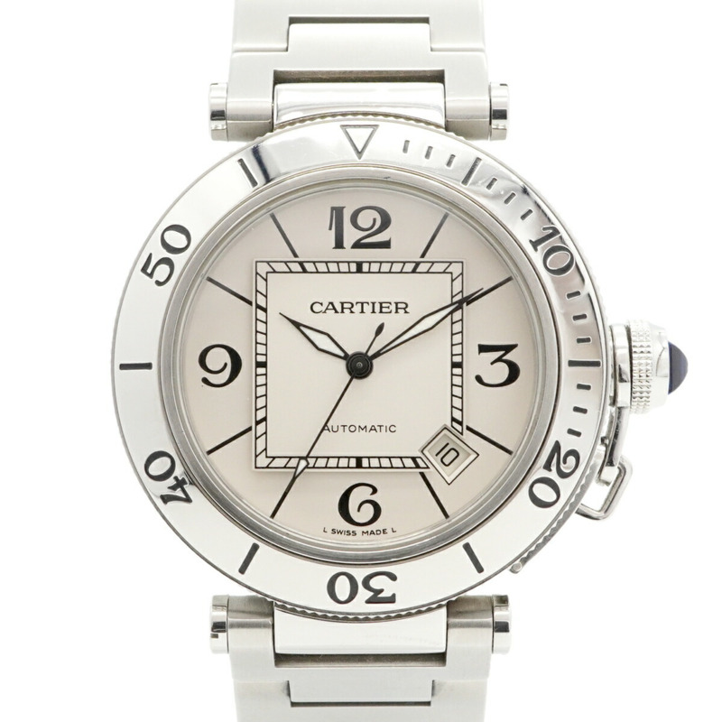 卡地亞 Pasha Seatimer W31080M7 銀色錶盤男士腕錶-0