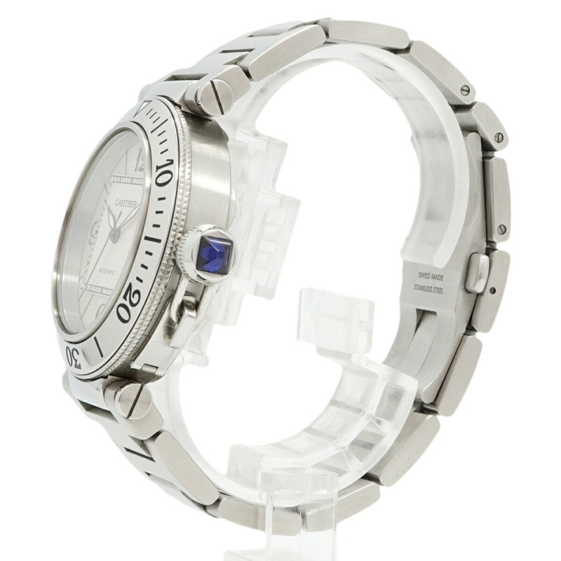 卡地亞 Pasha Seatimer W31080M7 銀色錶盤男士腕錶-1