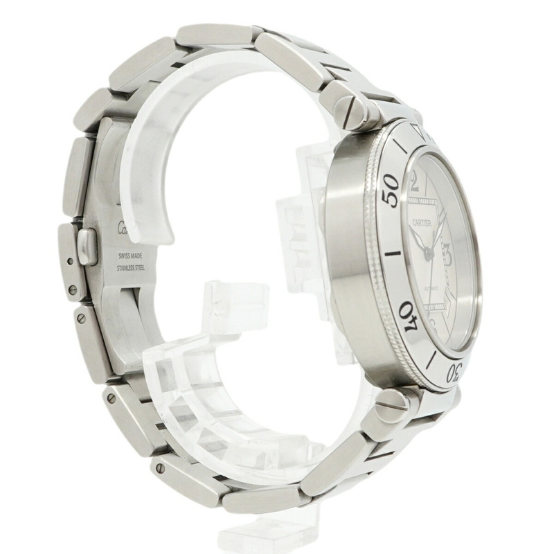 卡地亞 Pasha Seatimer W31080M7 銀色錶盤男士腕錶-2